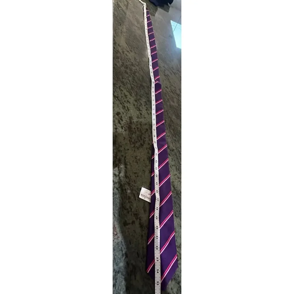 Turnbull & Asser Neiman Marcus Silk Tie Purple Pink Striped Handmade England NWT